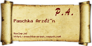Paschka Arzén névjegykártya